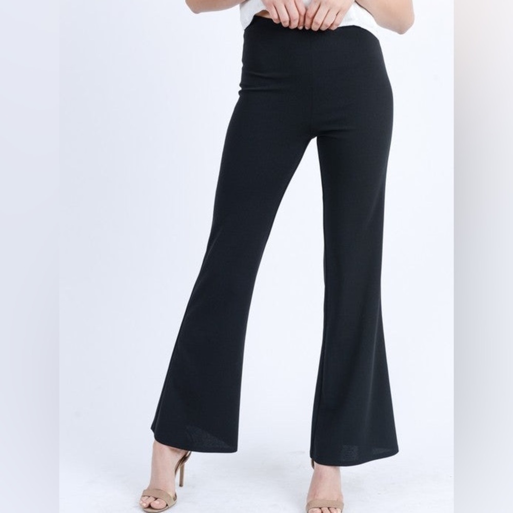 Black high waisted flare pants large NWT Love Tree - Picture 3 of 12